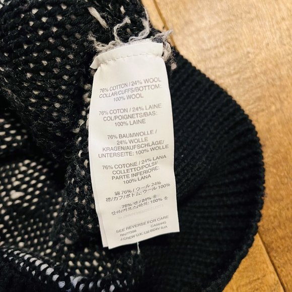 J Crew Black & White Cotton Wool Crew Neck Cabin Sweater, Size XS - Picture 11 of 11